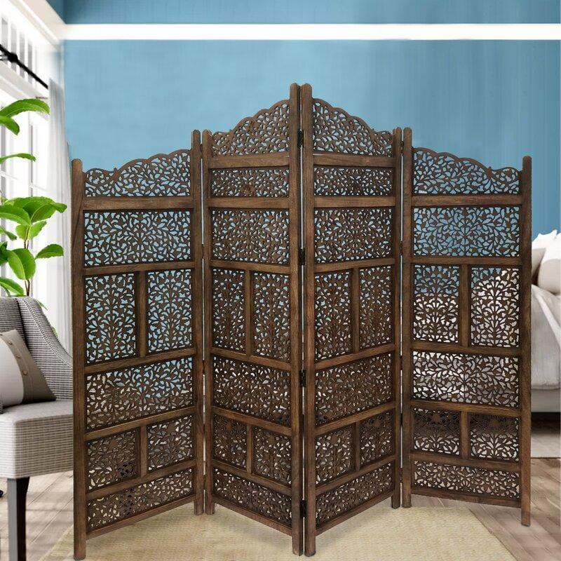 4 - Panel Solid Wood Folding Room Divider