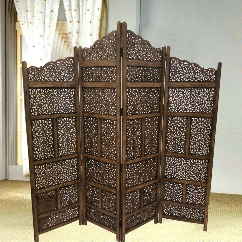4 - Panel Solid Wood Folding Room Divider - Ouch Cart 