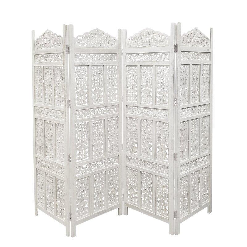4 - Panel Wooden Folding Room Divider - Ouch Cart 