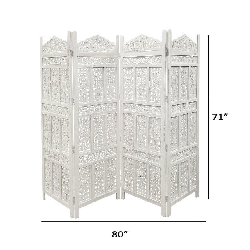 4 - Panel Wooden Folding Room Divider - Ouch Cart 