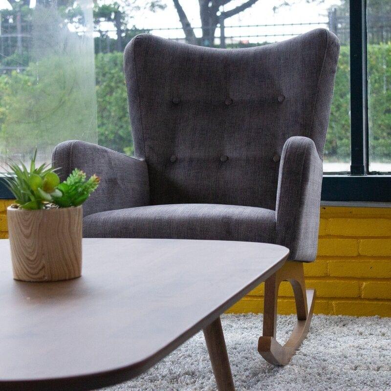 Amazing Wide Wooden and Cushioned Rocking Chair