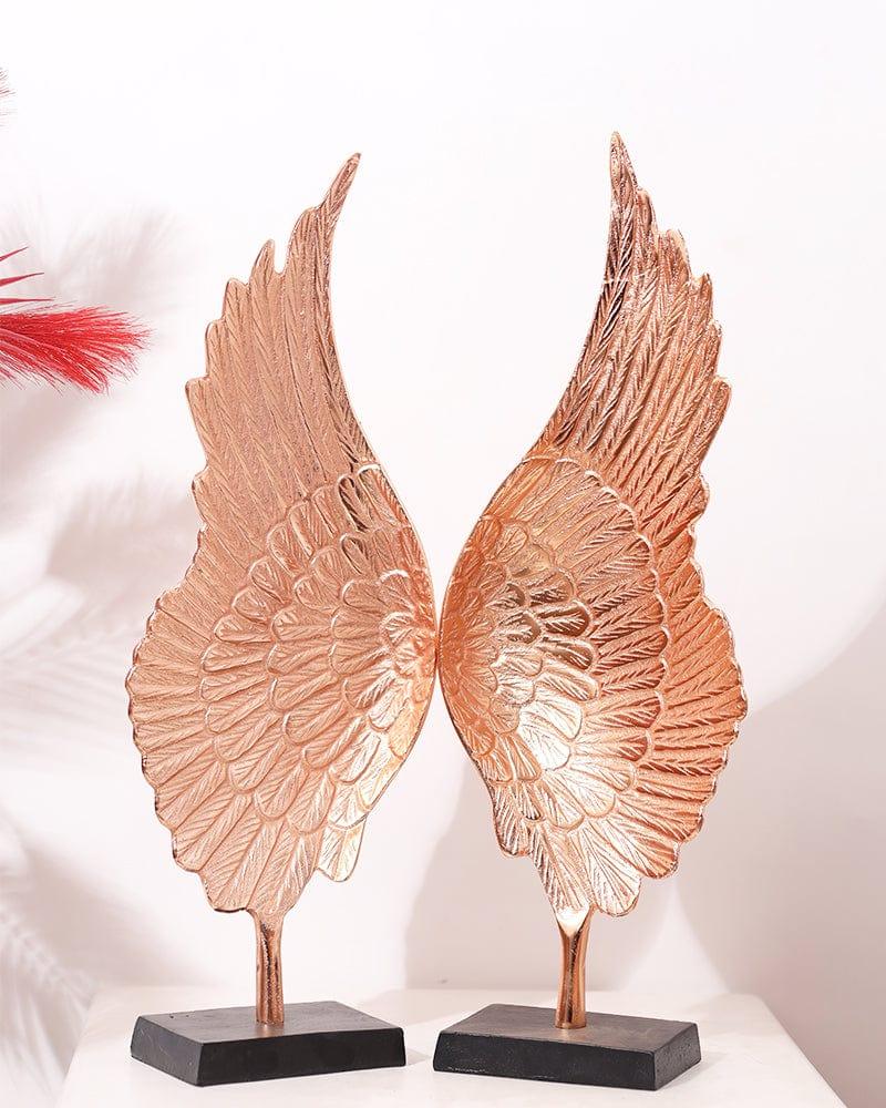Metal Copper Color Angel Wings Table Top Showpiece (Pack Of 2) For Home Decoration, Living Room & Office - Ouch Cart 