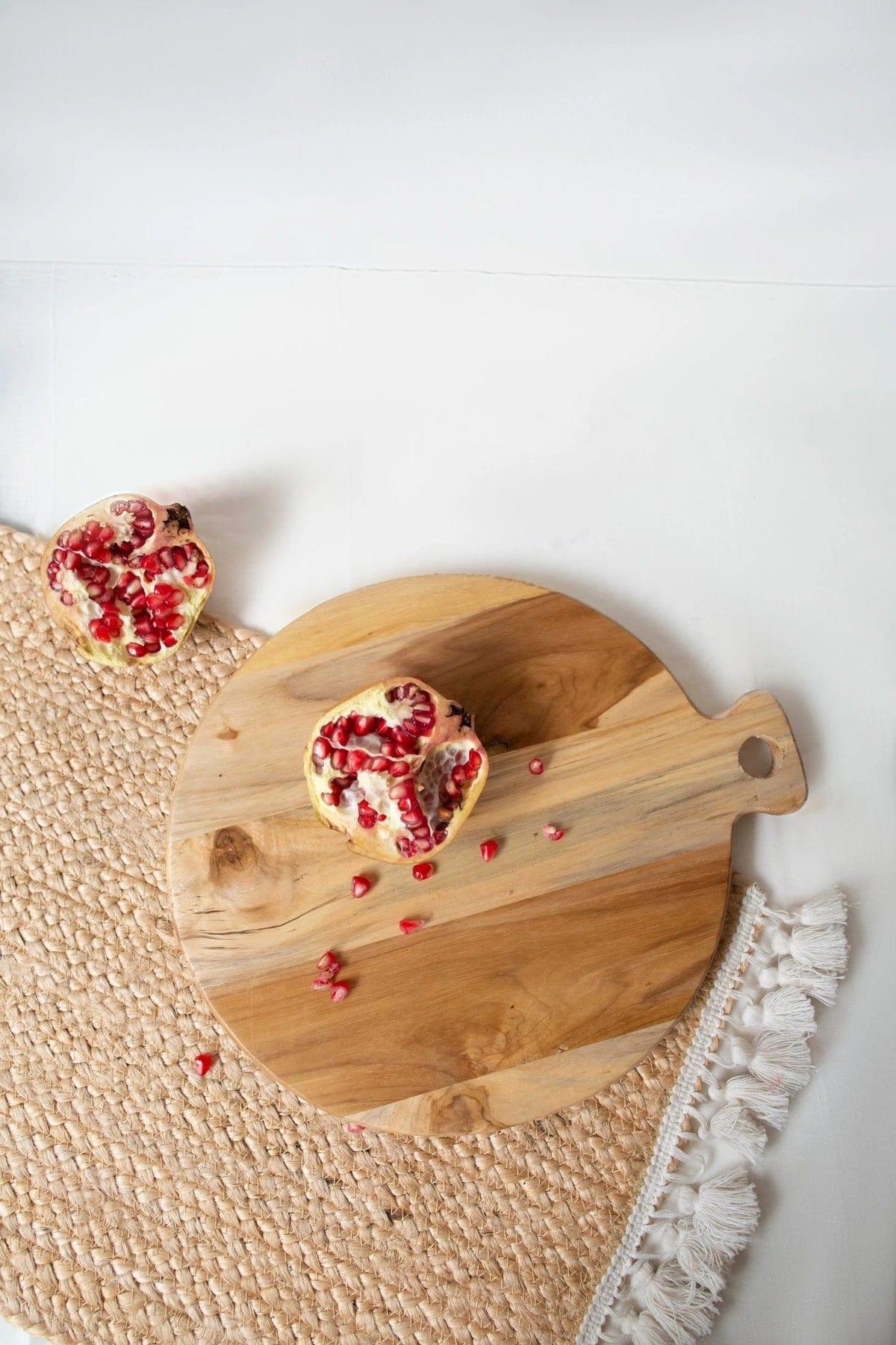 TEAK WOOD ROUND CHOPPING BOARD II WOODEN CUTTING BOARD