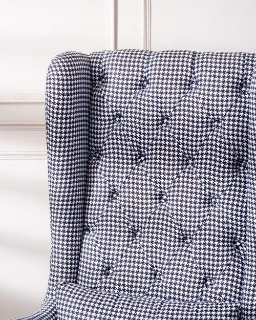 Houndstooth Tall-Back Winged Armchair - Black - Ouch Cart 