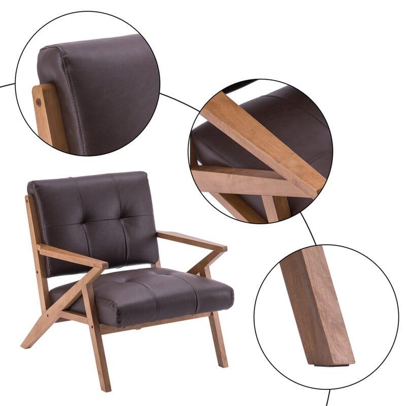 Wooden Wide Tufted Upholstery Chair - Ouch Cart 