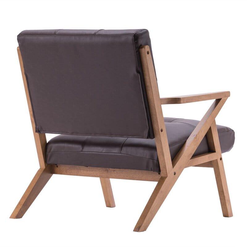 Wooden Wide Tufted Upholstery Chair - Ouch Cart 