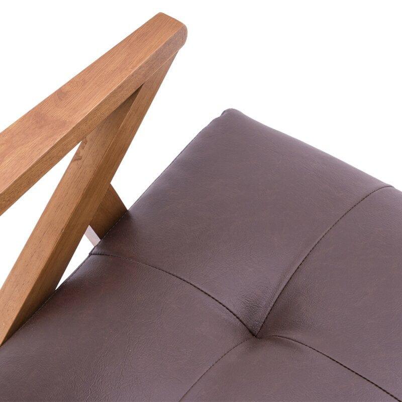 Wooden Wide Tufted Upholstery Chair - Ouch Cart 