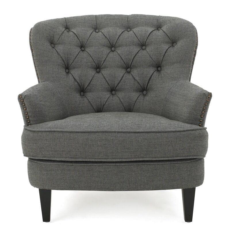 Wide Tufted Armchair and Ottoman - Ouch Cart 