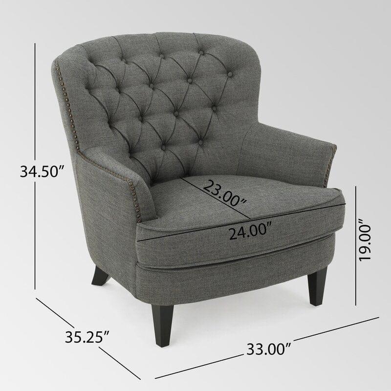 Wide Tufted Armchair and Ottoman - Ouch Cart 