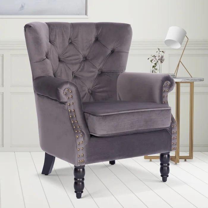Devlin Wide Tufted Wingback Chair - Ouch Cart 