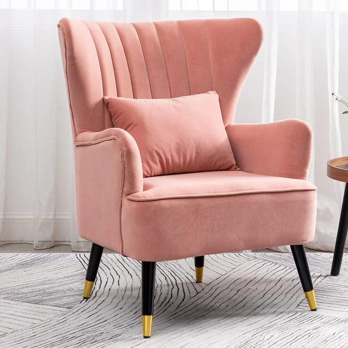 Devon Wide Velvet Wingback Chair - Ouch Cart 