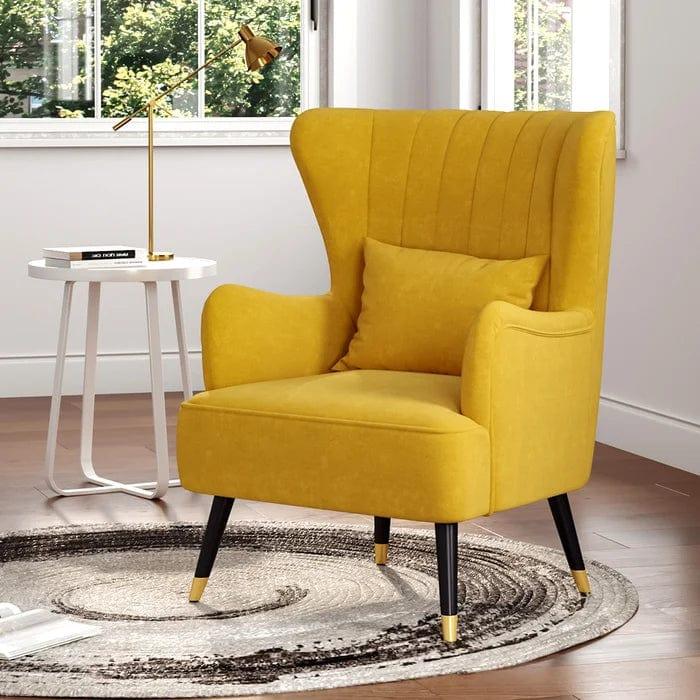 Devon Wide Velvet Wingback Chair - Ouch Cart 