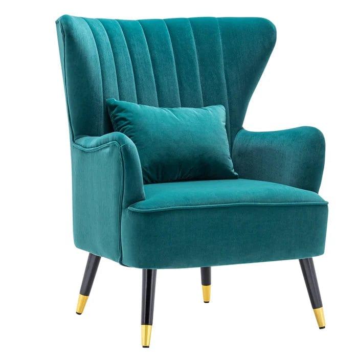 Devon Wide Velvet Wingback Chair - Ouch Cart 