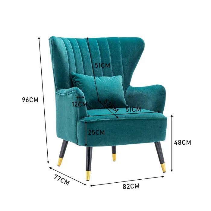 Devon Wide Velvet Wingback Chair - Ouch Cart 