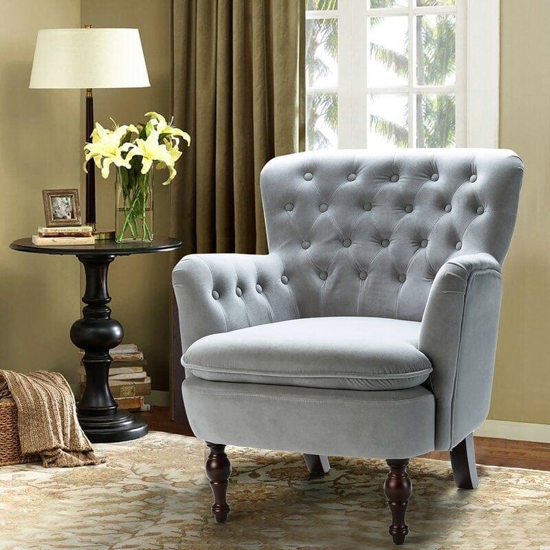 Wide Tufted Velvet Armchair