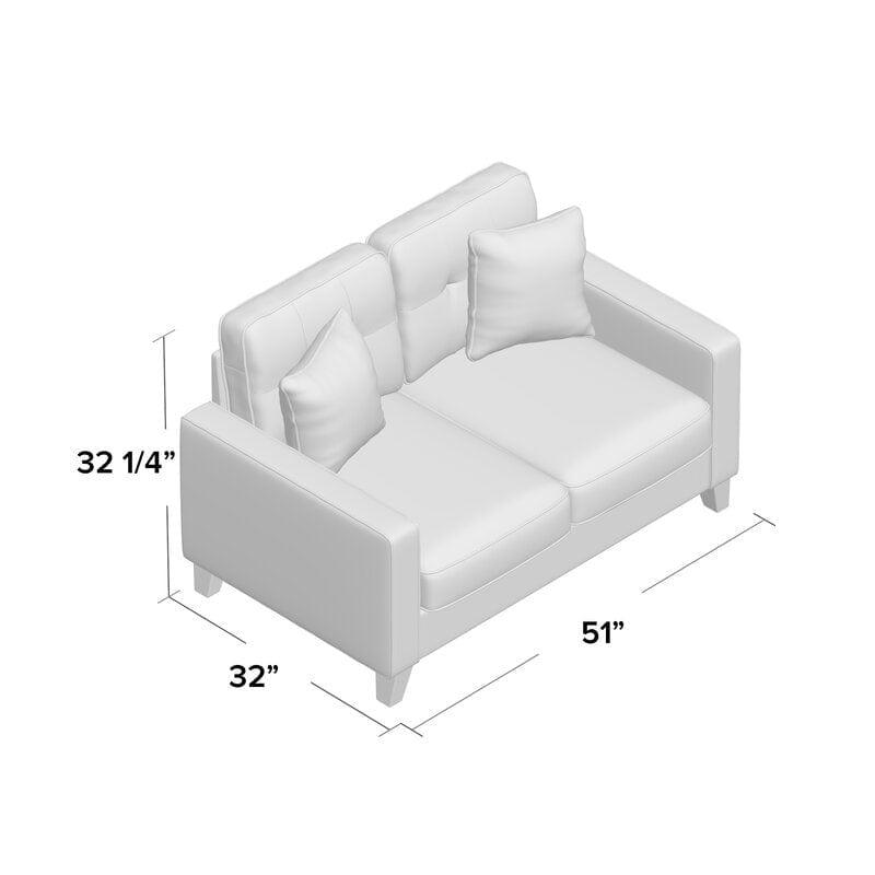 Linen Square Arm Loveseat - Ouch Cart 