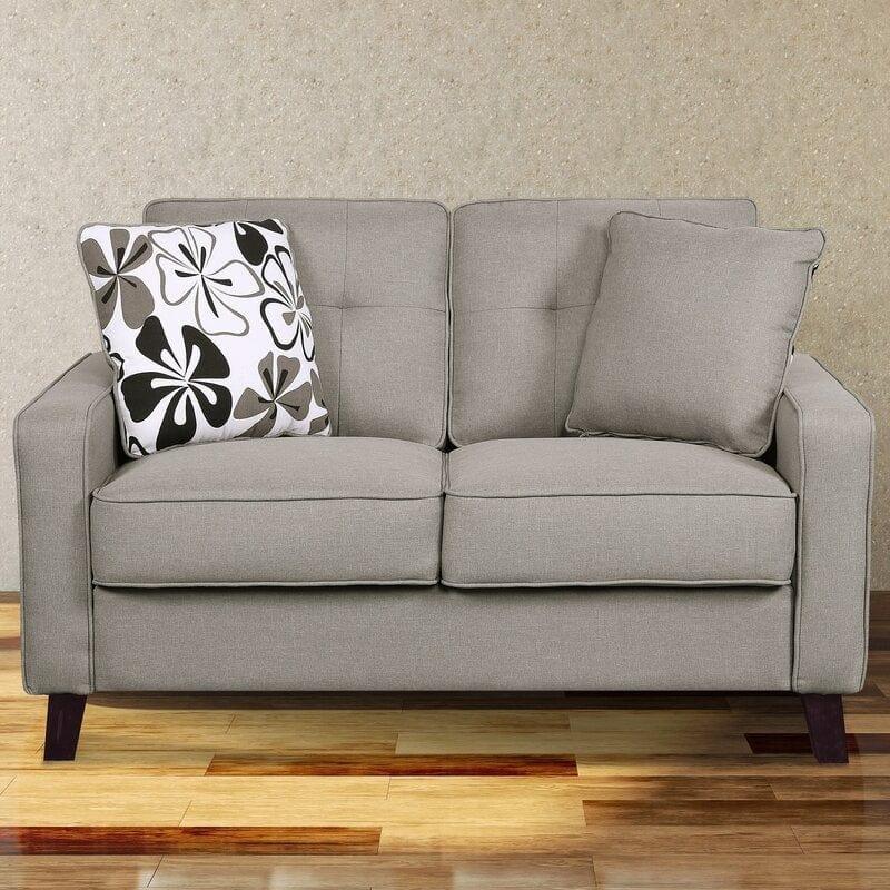 Linen Square Arm Loveseat - Ouch Cart 