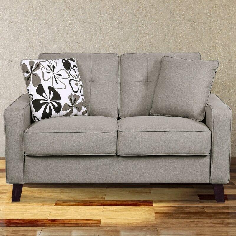 Linen Square Arm Loveseat