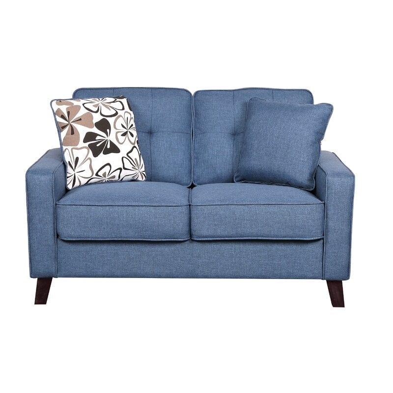 Linen Square Arm Loveseat - Ouch Cart 