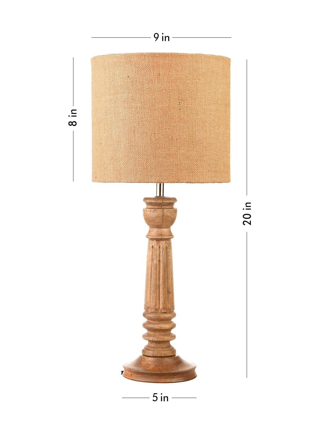 Pillar Brown Lamp with Brown Jute Shade - Ouch Cart 