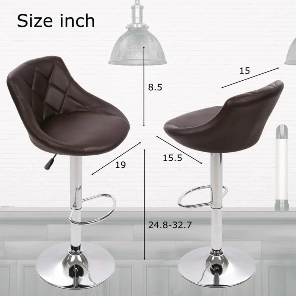 Easy Back Rest Coral Brown Comfy Leatherette Bar Stool / Long Chair Set of 2 - Ouch Cart 