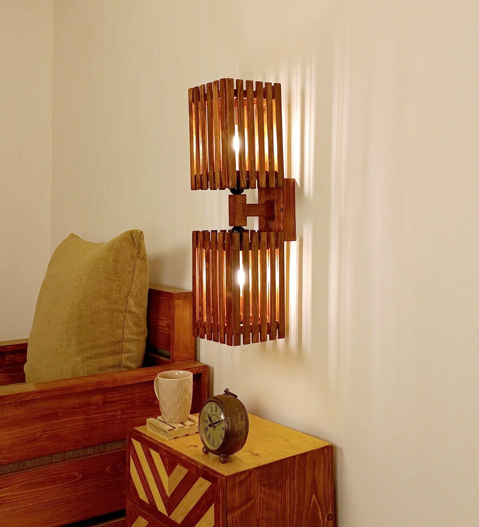 Elegant Duo Brown Wooden Wall Light (BULB NOT INCLUDED) - Ouch Cart 