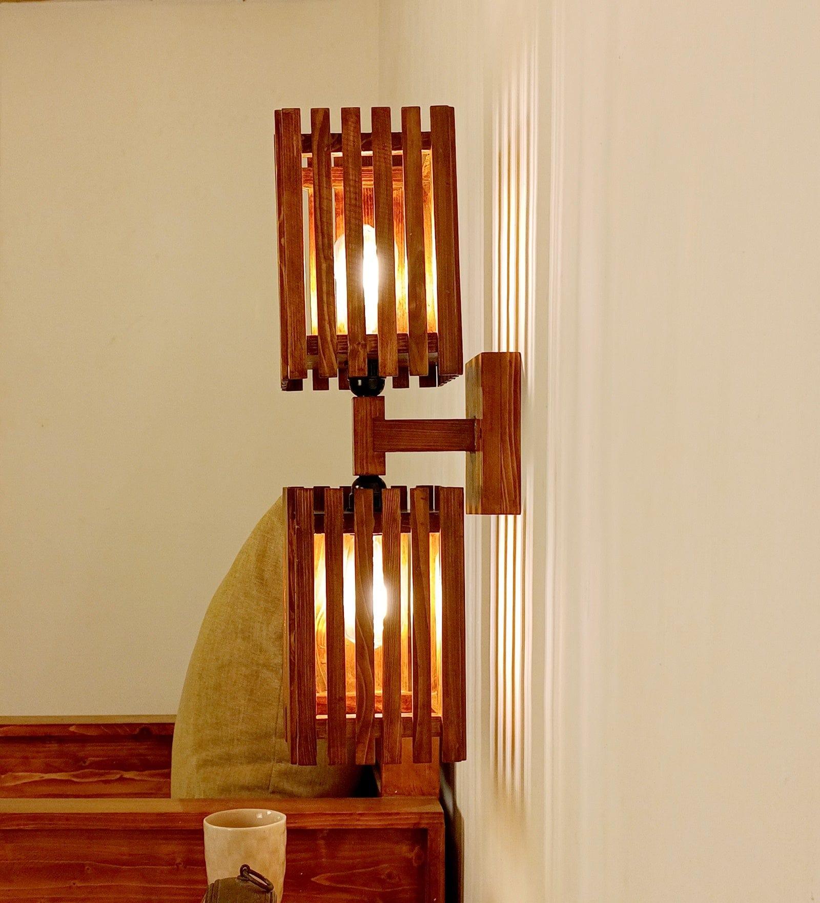 Elegant Duo Brown Wooden Wall Light (BULB NOT INCLUDED) - Ouch Cart 