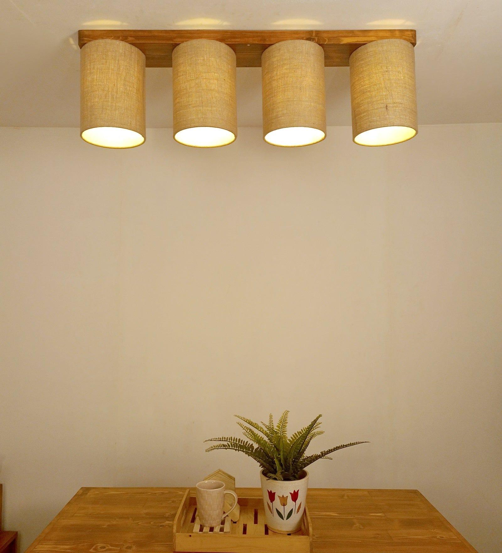 Elementary Brown Wooden 4 Series Ceiling Lamp (BULB NOT INCLUDED) - Ouch Cart 