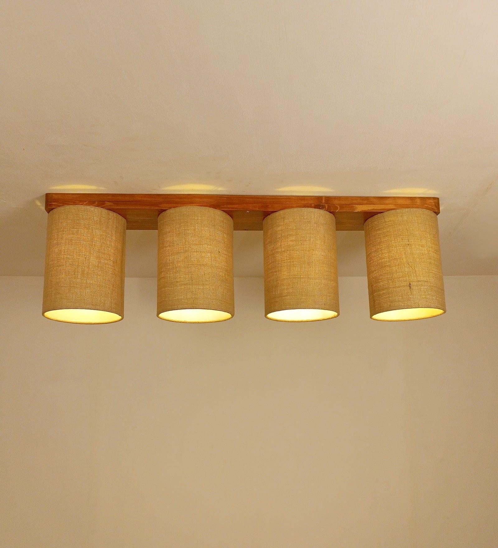 Elementary Brown Wooden 4 Series Ceiling Lamp (BULB NOT INCLUDED) - Ouch Cart 