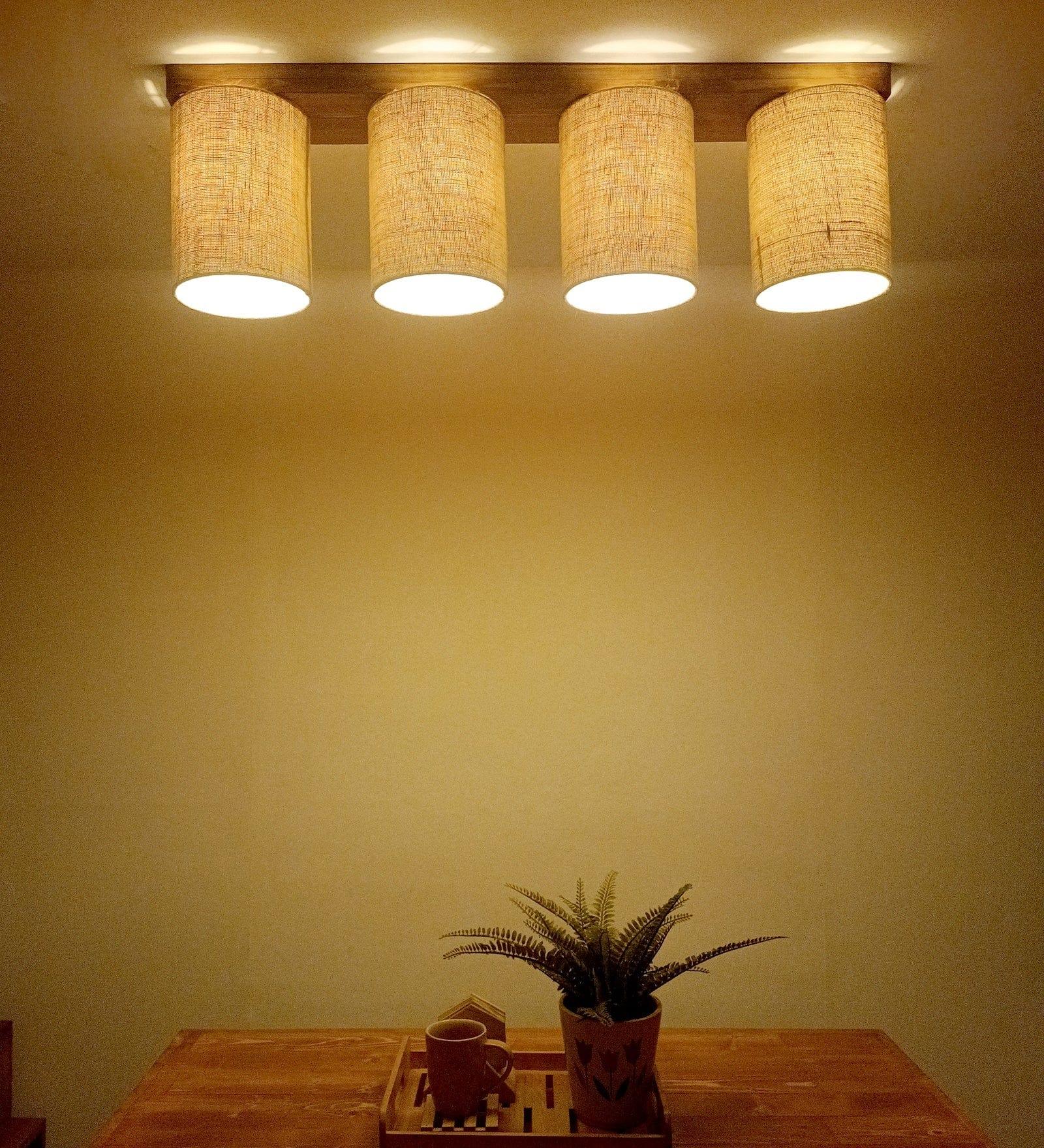 Elementary Brown Wooden 4 Series Ceiling Lamp (BULB NOT INCLUDED) - Ouch Cart 