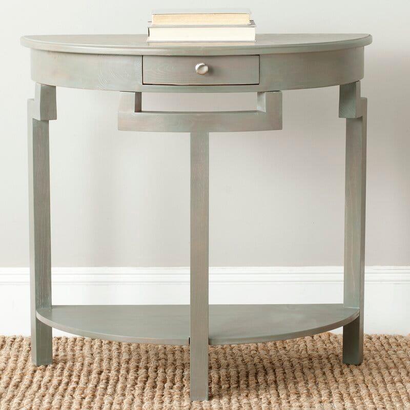 Half Moon shape Solid Wood Console Table with Drawer - Ouch Cart 
