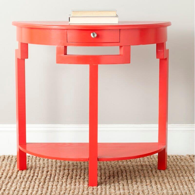 Half Moon shape Solid Wood Console Table with Drawer - Ouch Cart 