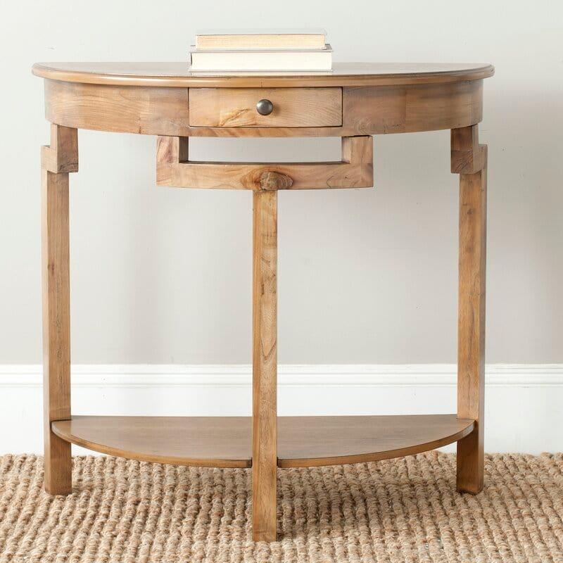 Half Moon shape Solid Wood Console Table with Drawer - Ouch Cart 