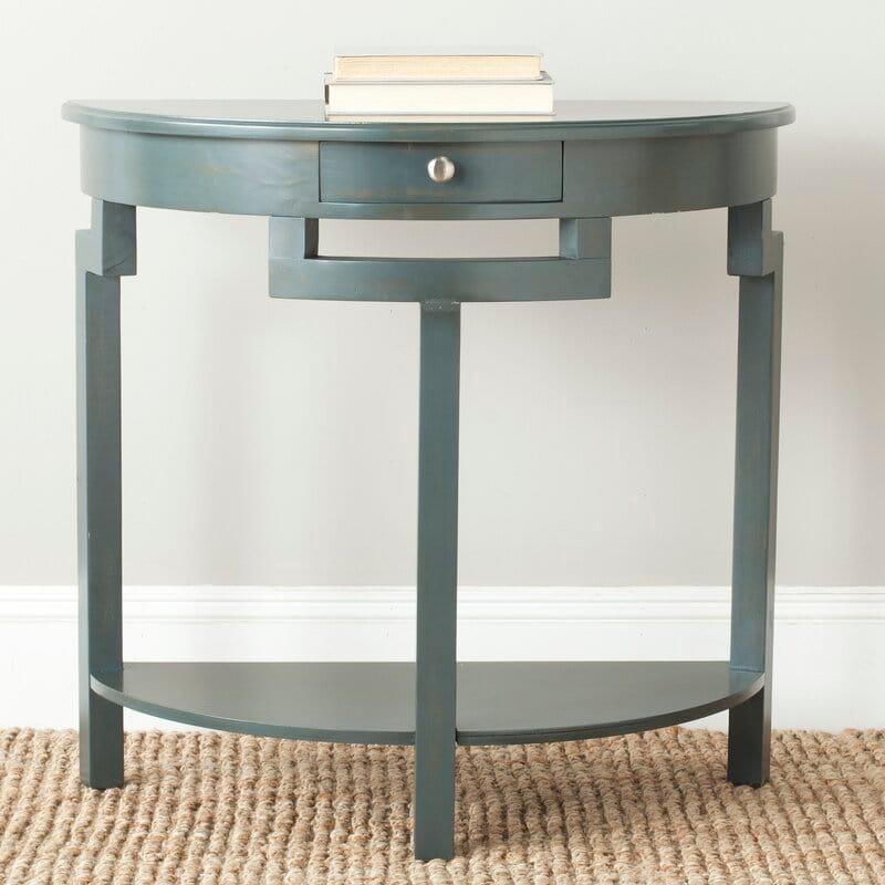 Half Moon shape Solid Wood Console Table with Drawer - Ouch Cart 