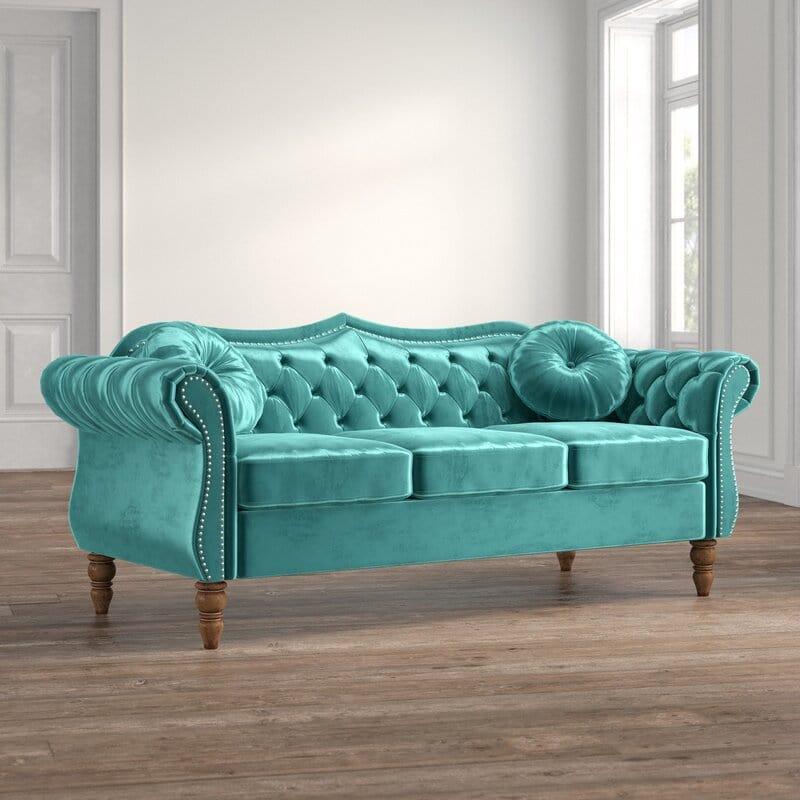 Evianna Velvet Rolled Arm Sofa - Ouch Cart 