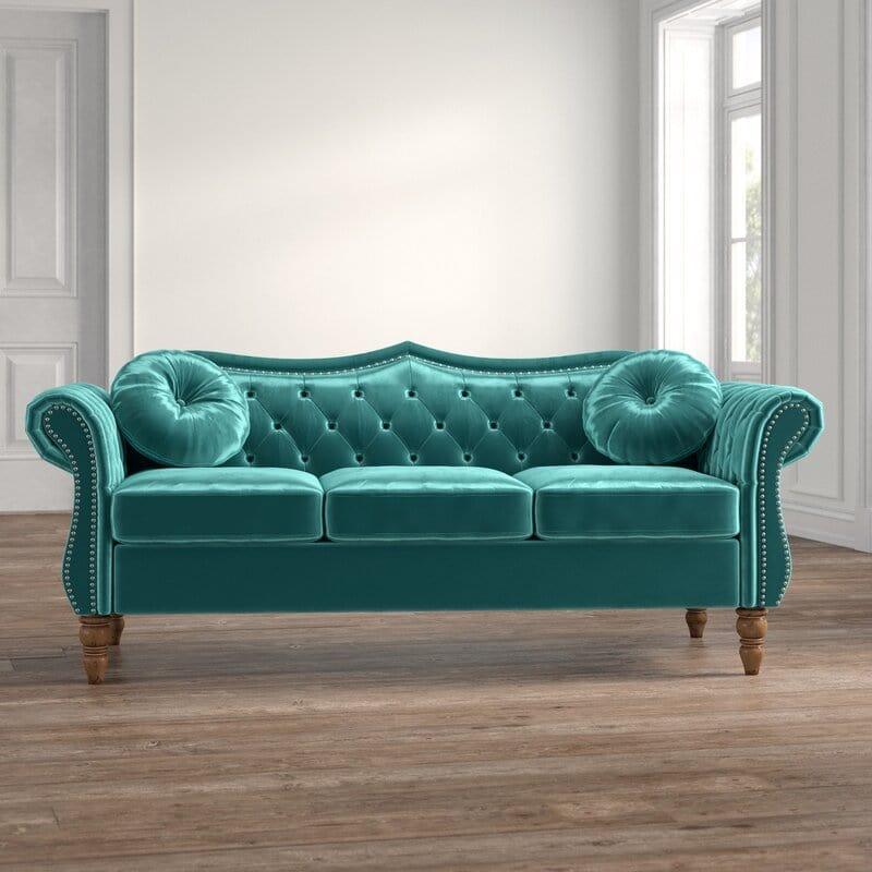 Evianna Velvet Rolled Arm Sofa - Ouch Cart 