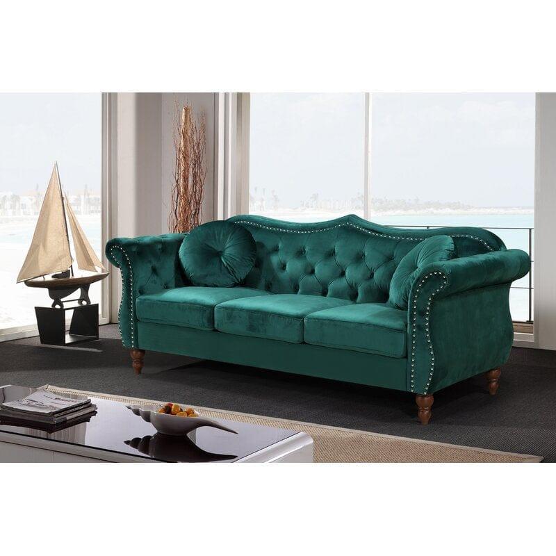 Evianna Velvet Rolled Arm Sofa - Ouch Cart 