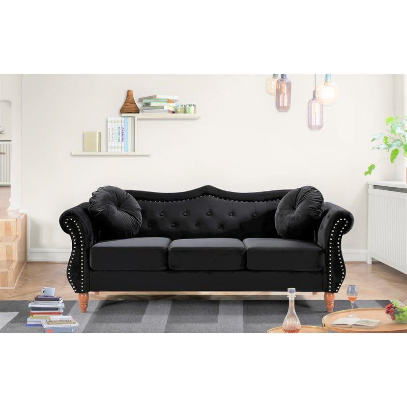 Evianna Velvet Rolled Arm Sofa - Ouch Cart 