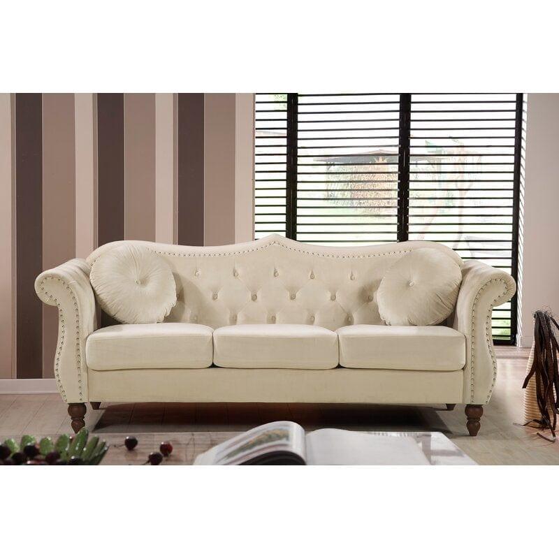 Evianna Velvet Rolled Arm Sofa - Ouch Cart 