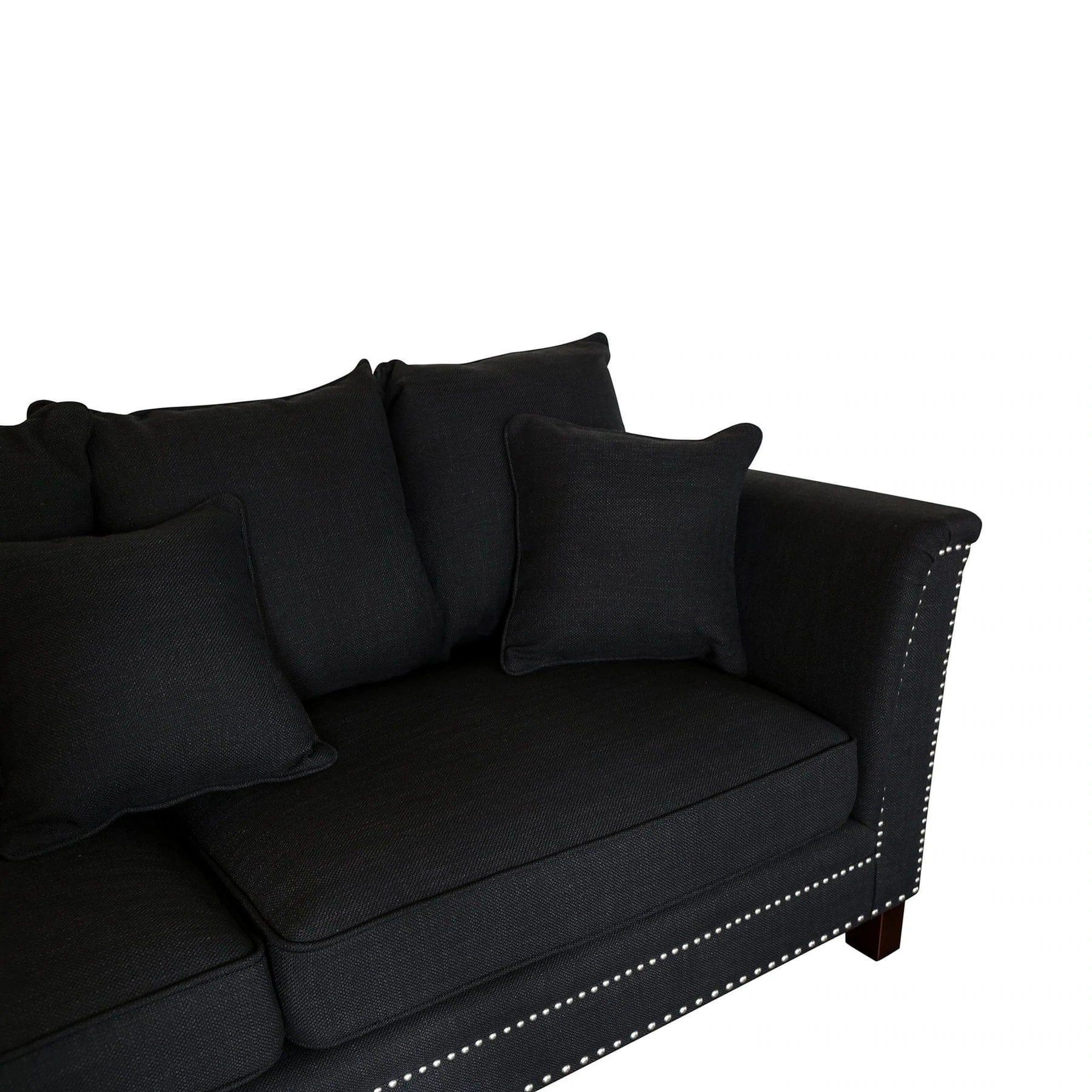 MANHATTAN 3 SEATER FABRIC SOFA BLACK COLOUR - Ouch Cart 