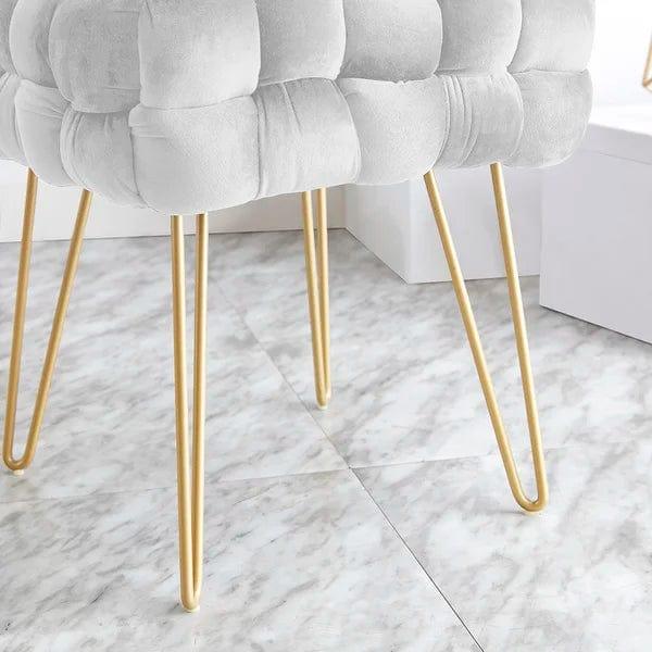Flemin Wide Velvet Tufted Square Cocktail Ottoman - Ouch Cart 
