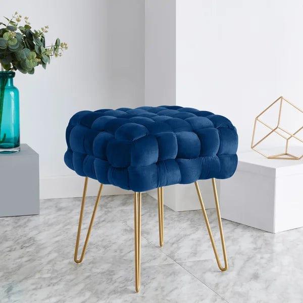 Flemin Wide Velvet Tufted Square Cocktail Ottoman