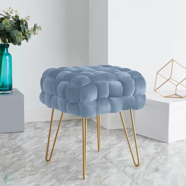 Flemin Wide Velvet Tufted Square Cocktail Ottoman - Ouch Cart 