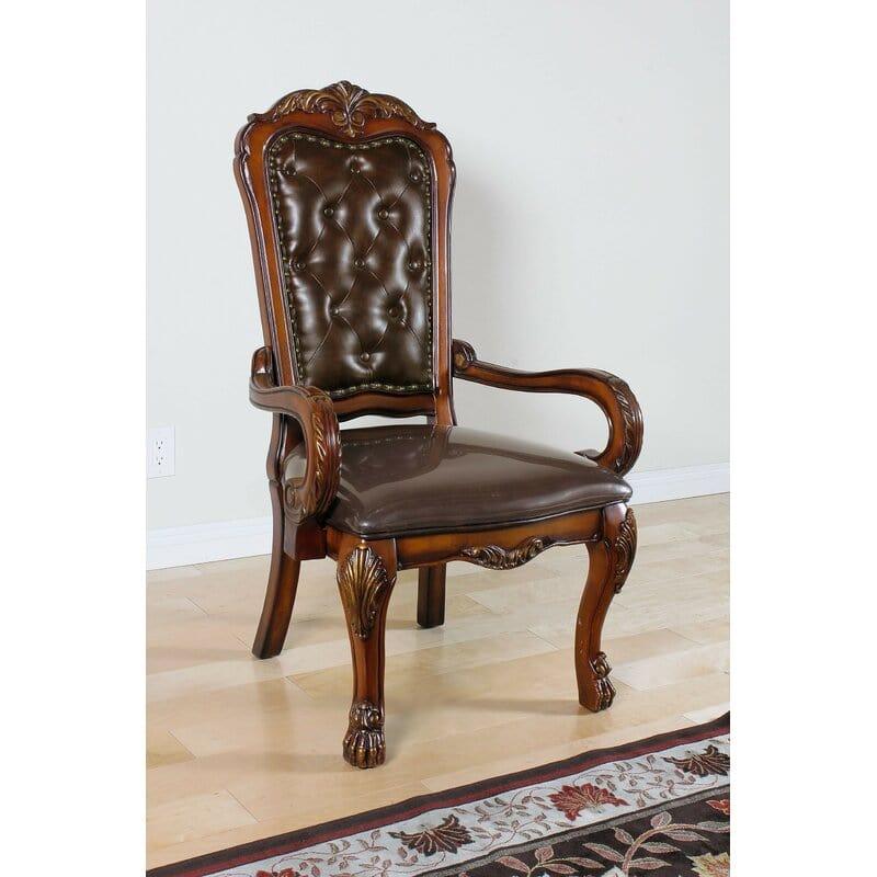 Back Tufted Teak Wooden Arm chair - Ouch Cart 