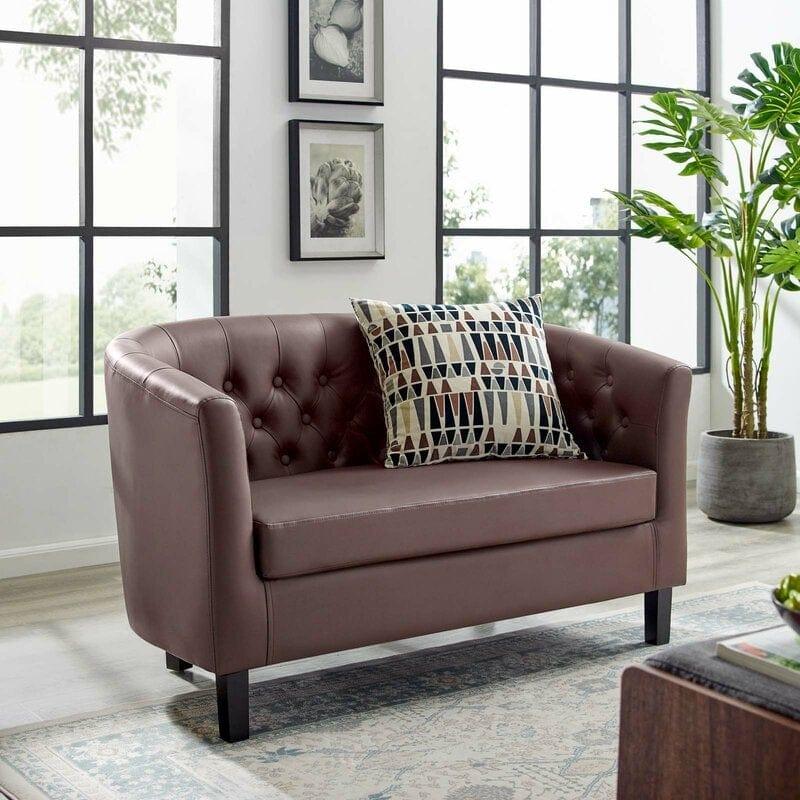Square Arm Loveseat with Reversible Cushions - Ouch Cart 