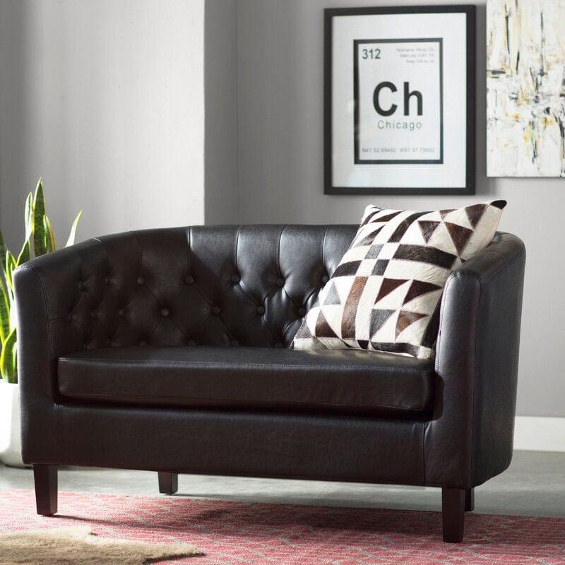 Square Arm Loveseat with Reversible Cushions - Ouch Cart 
