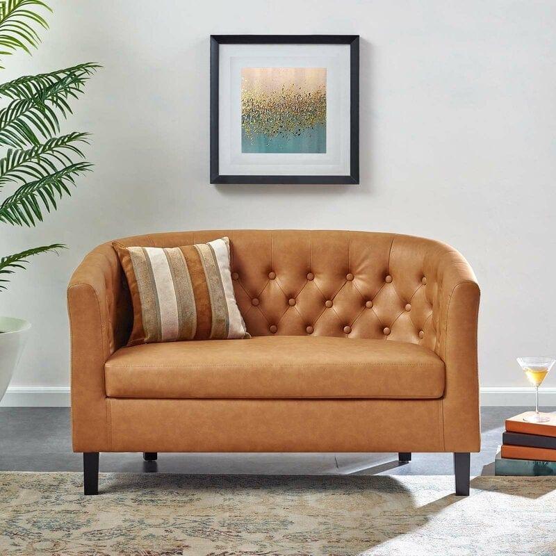 Square Arm Loveseat with Reversible Cushions - Ouch Cart 
