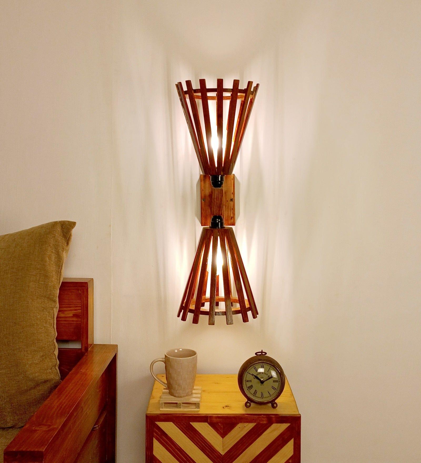 Funnel Duo Brown Wooden Wall Light (BULB NOT INCLUDED) - Ouch Cart 