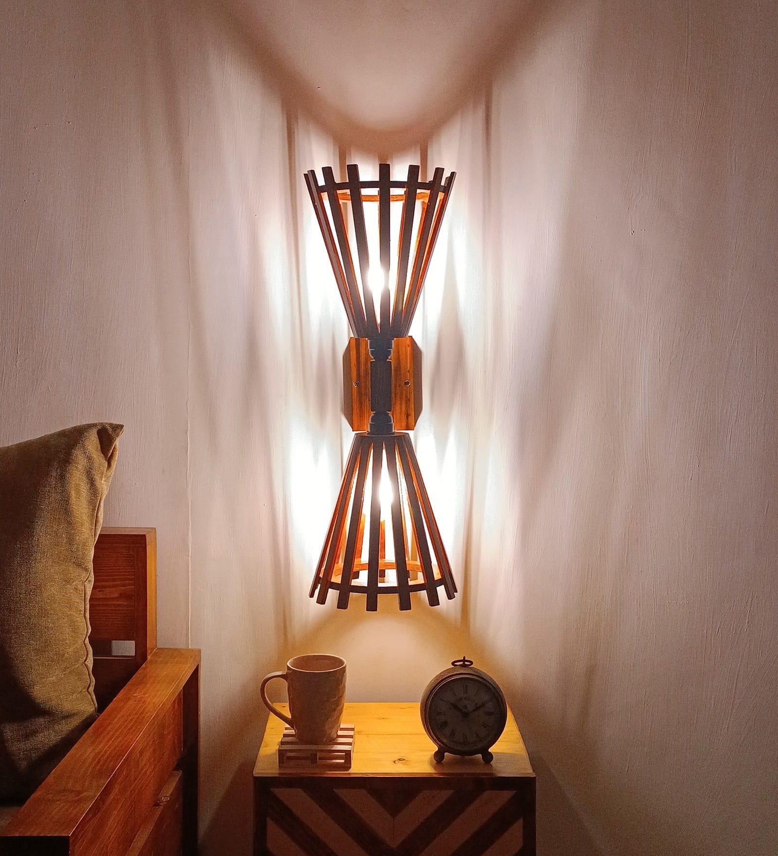 Funnel Duo Brown Wooden Wall Light (BULB NOT INCLUDED) - Ouch Cart 