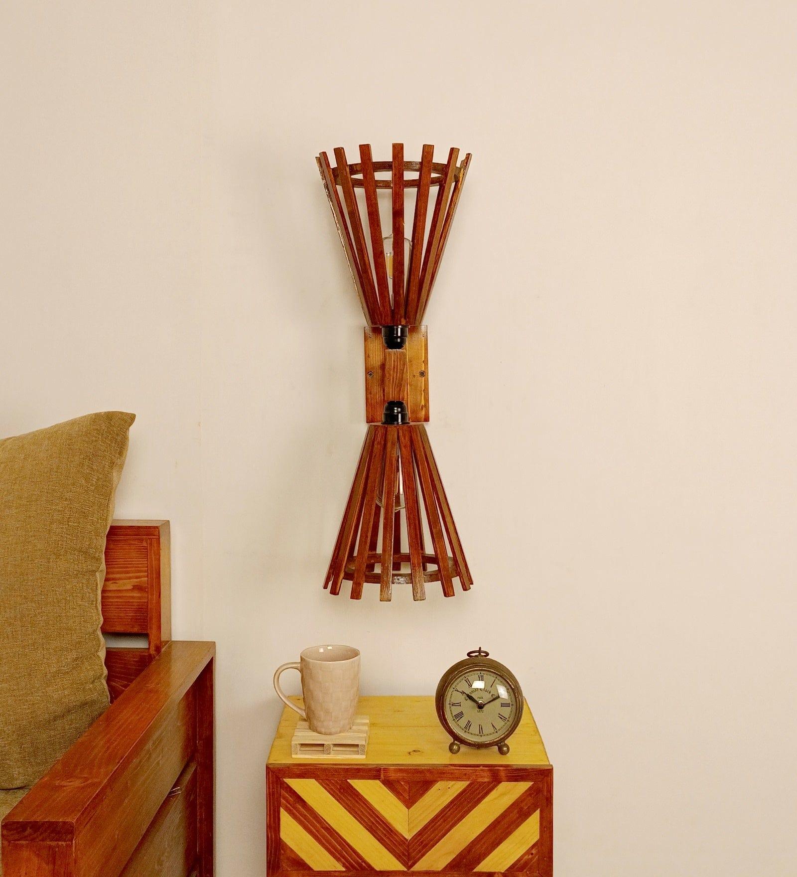 Funnel Duo Brown Wooden Wall Light (BULB NOT INCLUDED) - Ouch Cart 